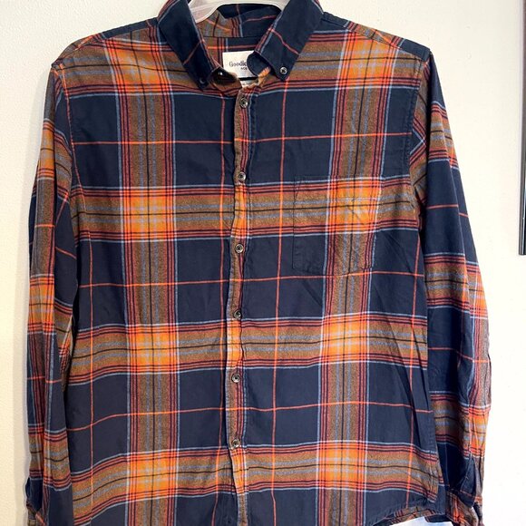 Goodfellow & Co Other - Goodfellow & Co Men's Plaid Flannel Size Large Navy Orange And Grey